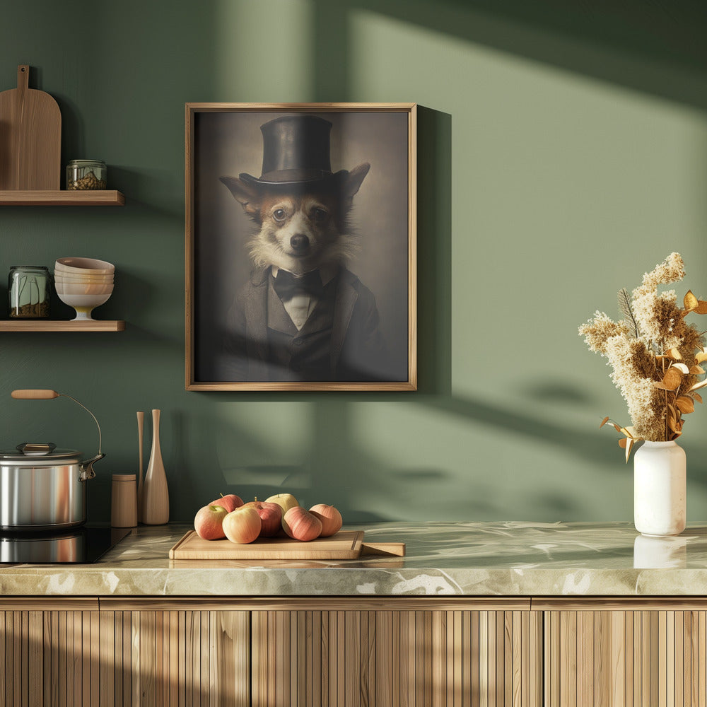 Perro con traje victoriano  ·  cuadro de decoración