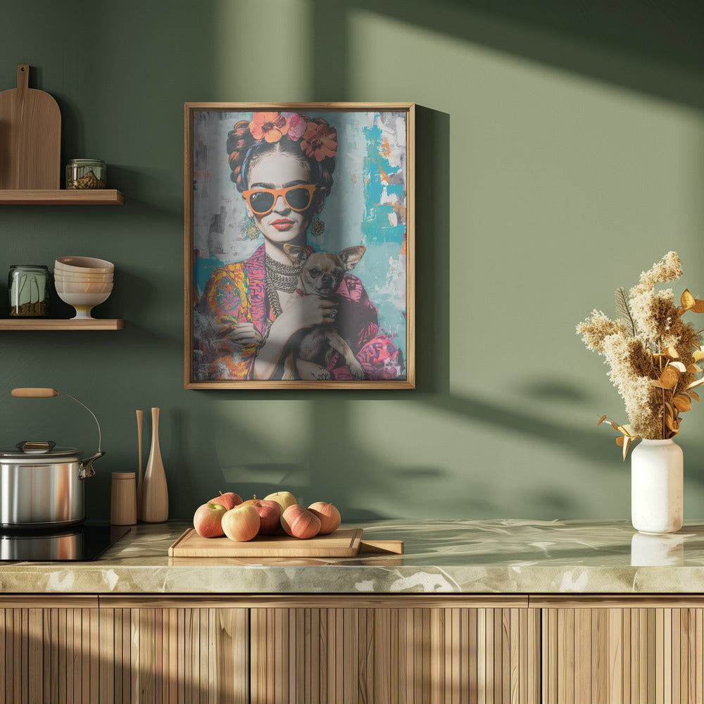 Frida Chihuahua  ·  cuadro de decoración