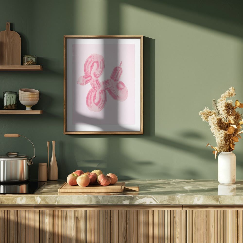 Perro globo rosa  ·  cuadro de decoración