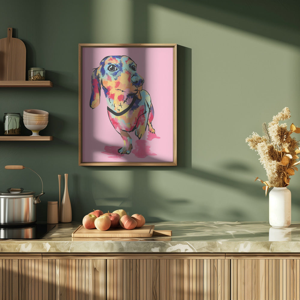 Perro salchicha multicolor  ·  cuadro de decoración