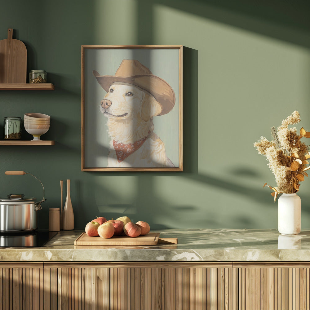Vaquero Golden Retriever  ·  cuadro de decoración