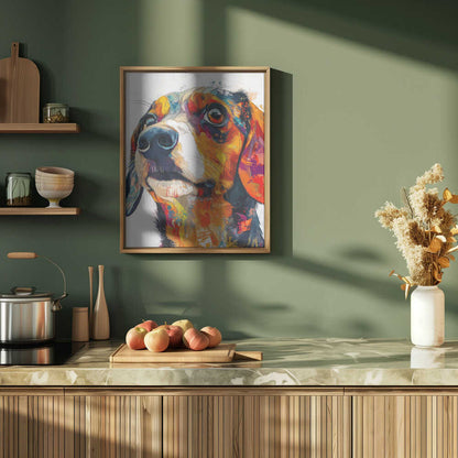 Perro salchicha abstracto colorido  ·  cuadro de decoración