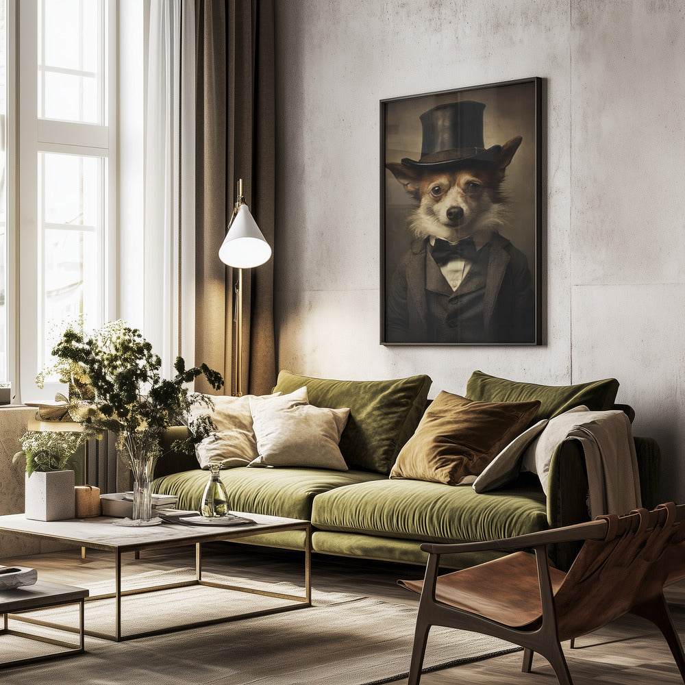 Perro con traje victoriano  ·  cuadro de decoración