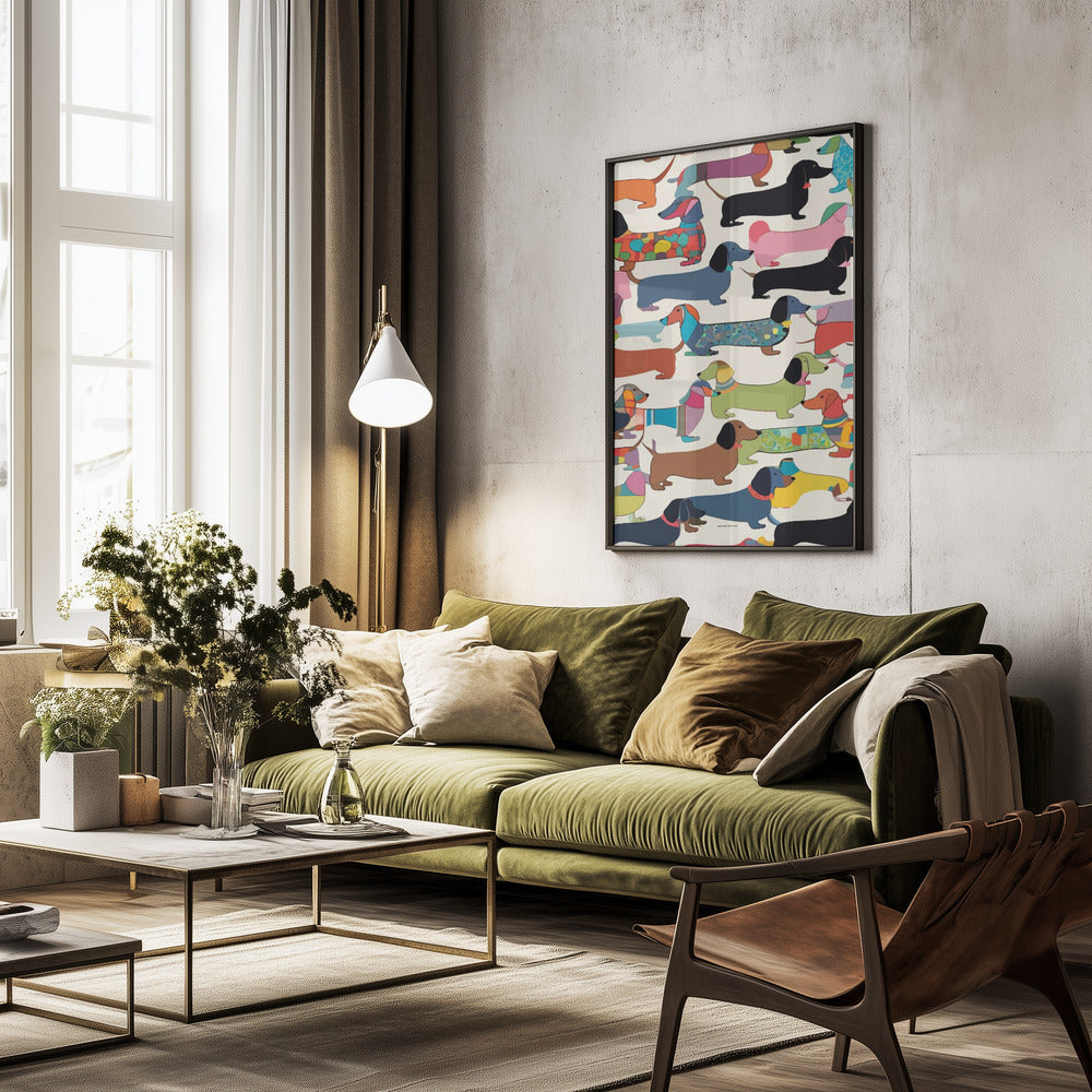 Teckels multicolores  ·  cuadro de decoración