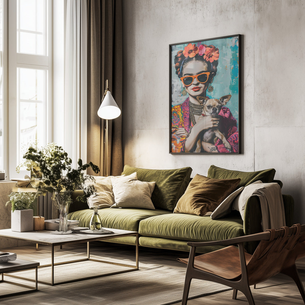 Frida Chihuahua  ·  cuadro de decoración