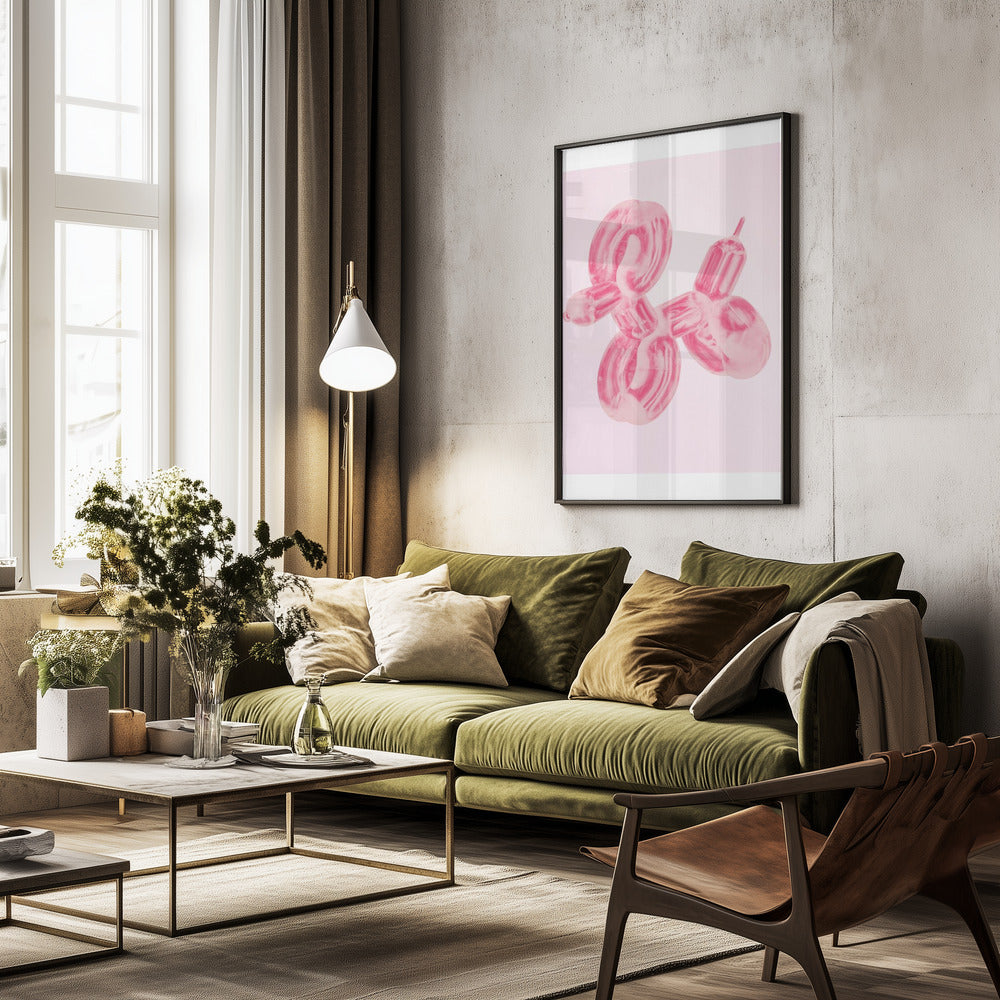Perro globo rosa  ·  cuadro de decoración