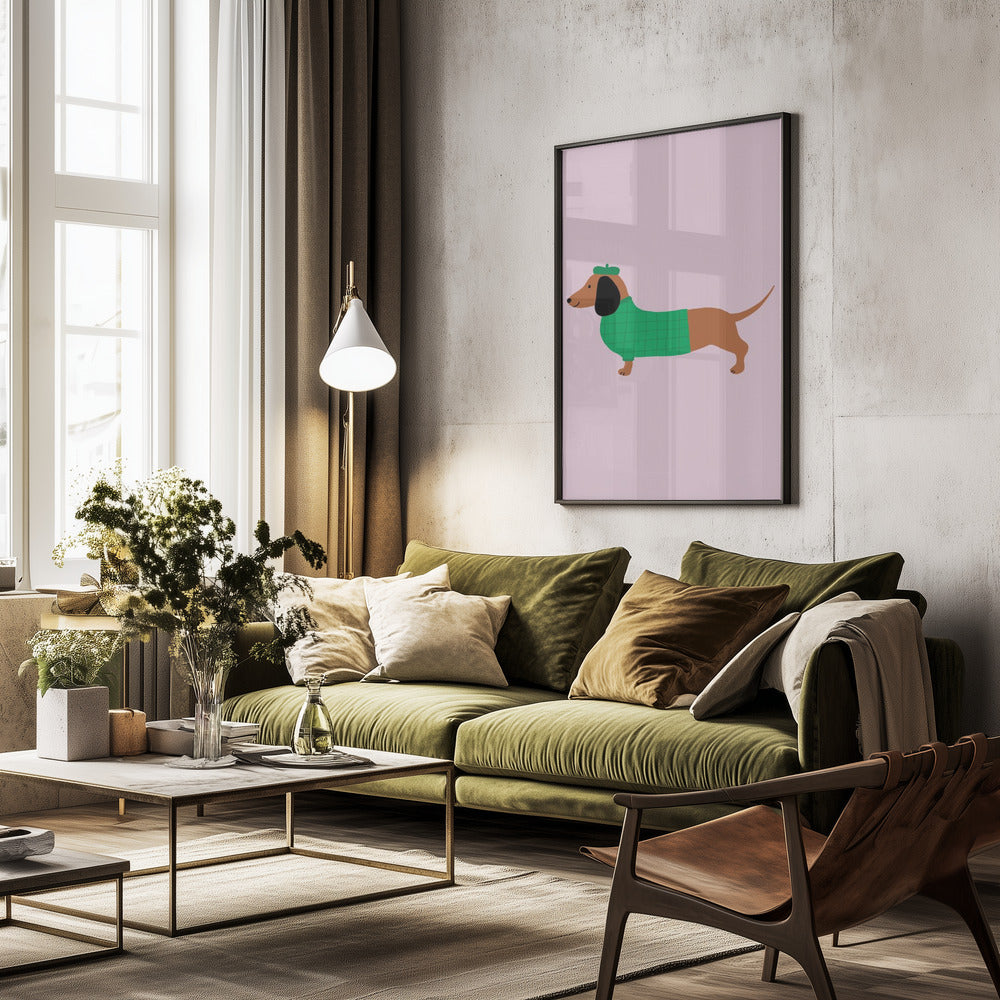 Teckel en verde  ·  cuadro de decoración