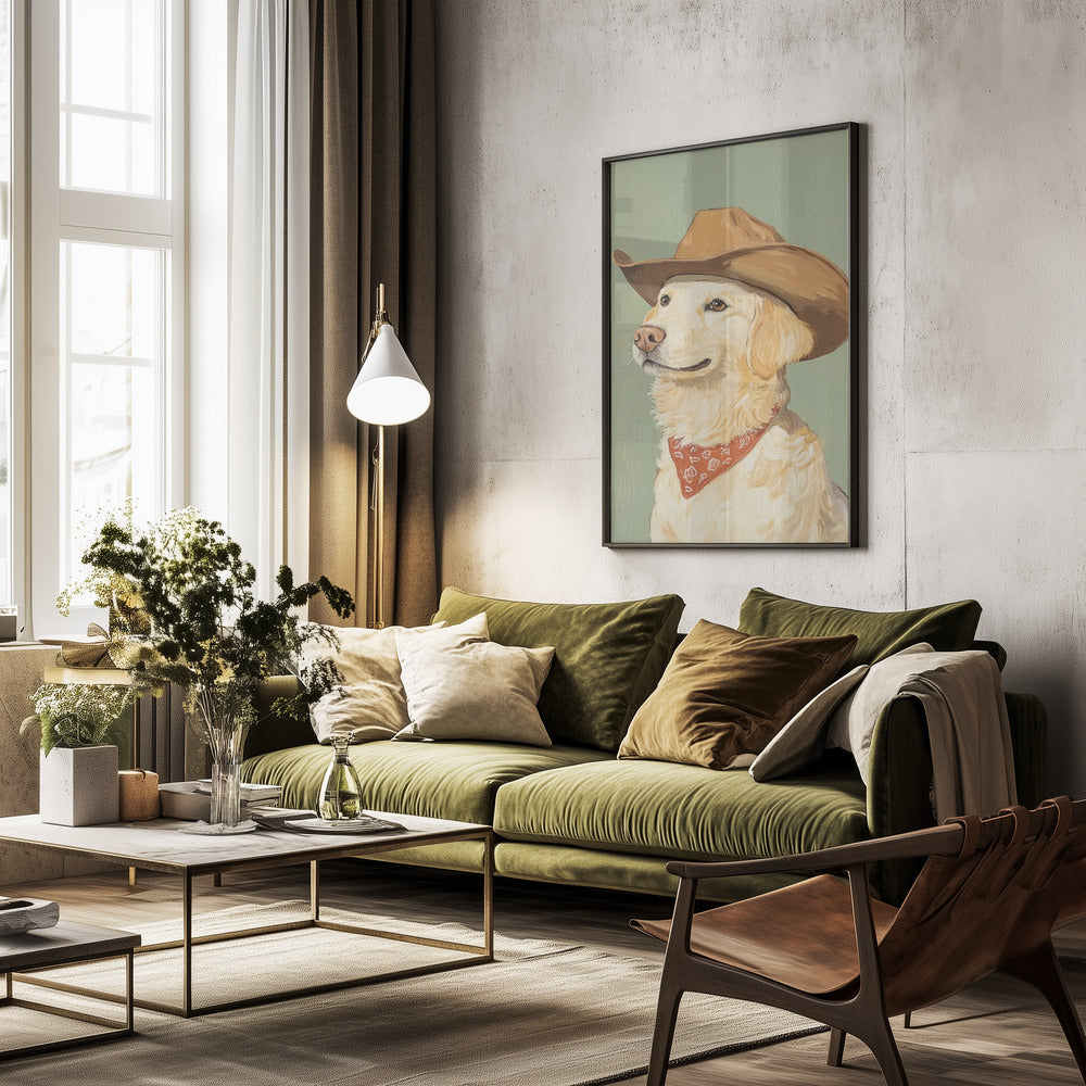 Vaquero Golden Retriever  ·  cuadro de decoración