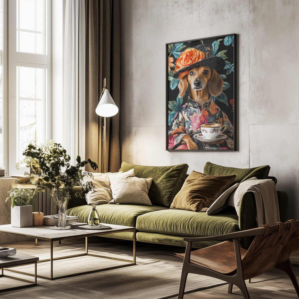 Teckel para la hora del té  ·  cuadro de decoración