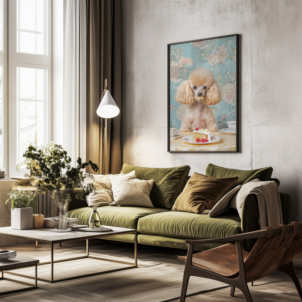 El caniche amante de los pasteles  ·  cuadro de decoración