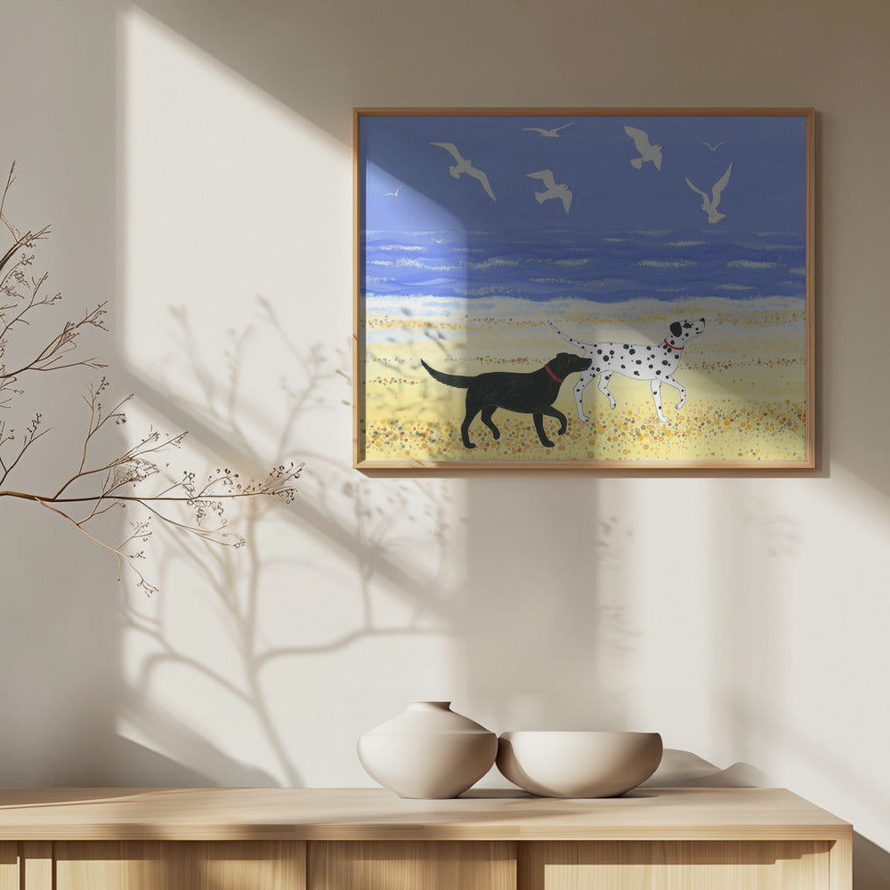 Un paseo por la playa con perros  ·  cuadro de decoración