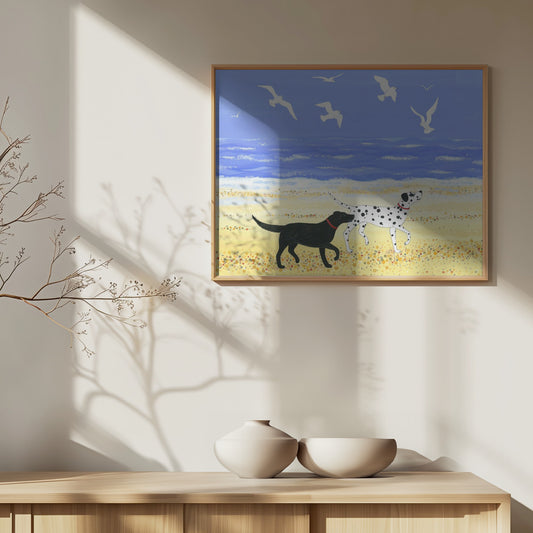 Un paseo por la playa con perros  ·  cuadro de decoración