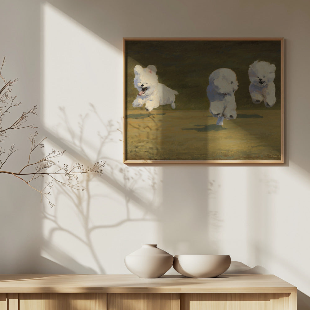 Tres perros corriendo  ·  cuadro de decoración