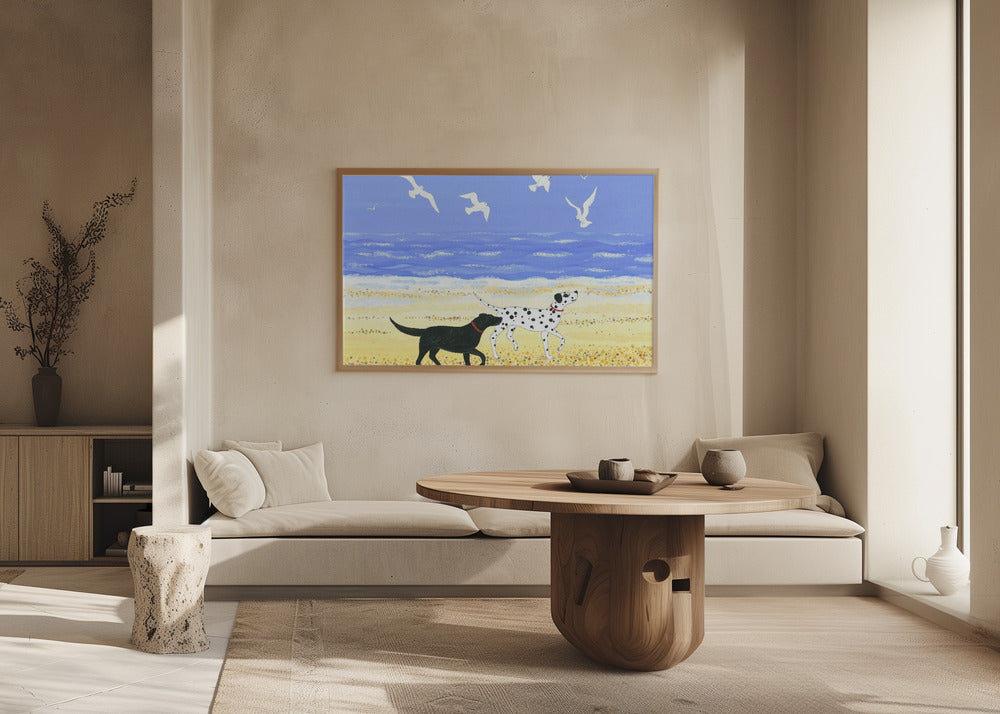 Un paseo por la playa con perros  ·  cuadro de decoración