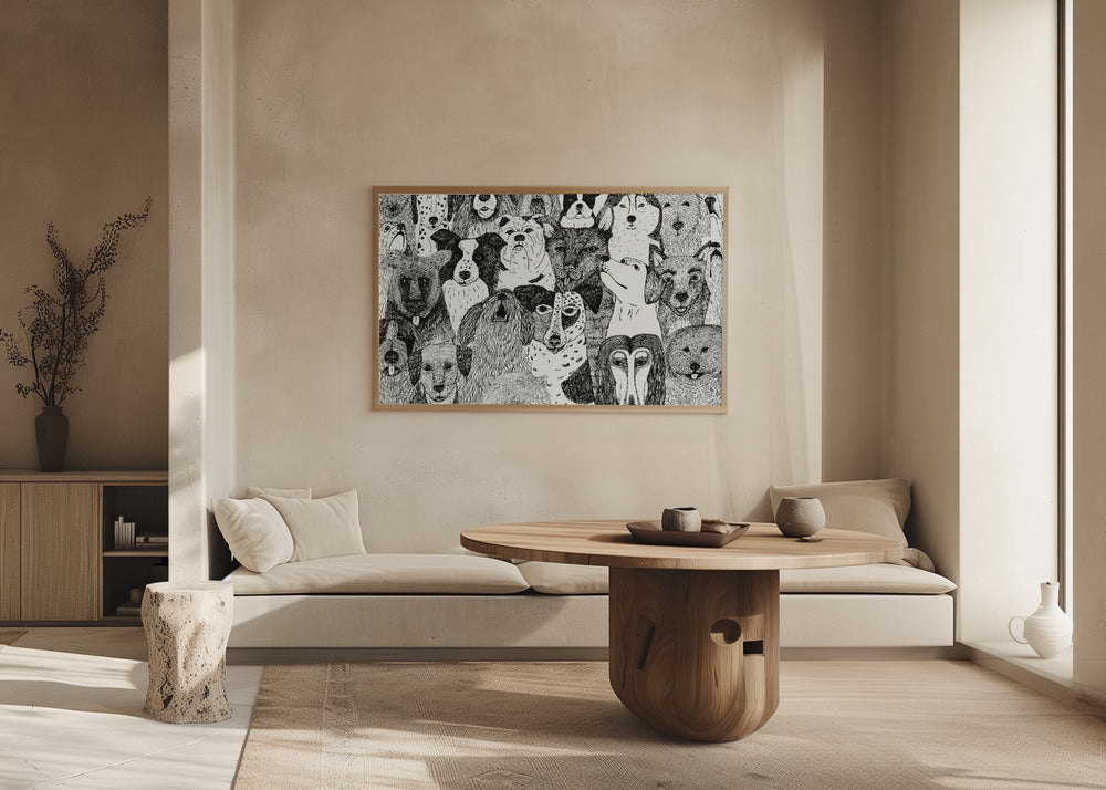 Caras de perros en blanco y negro  ·  cuadro de decoración