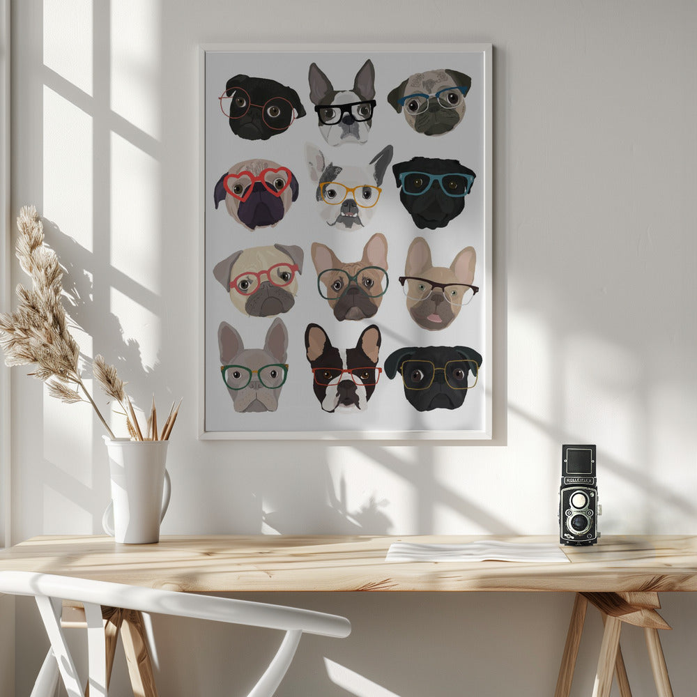 Pugs con gafas  ·  cuadro de decoración