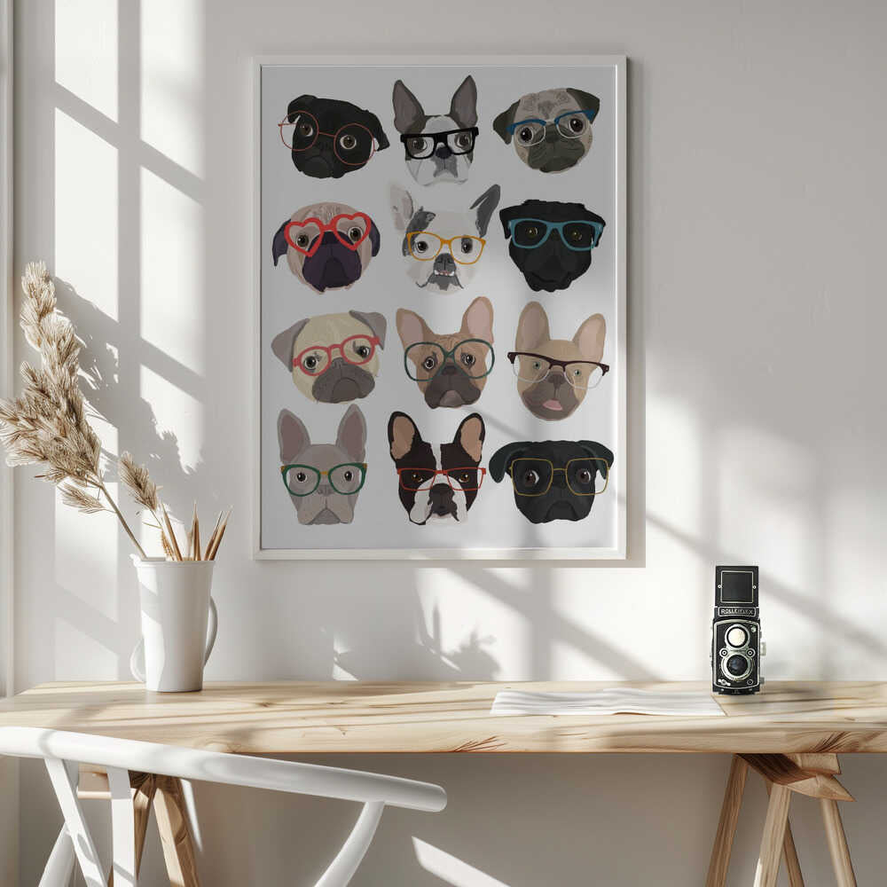 Pugs con gafas  ·  cuadro de decoración