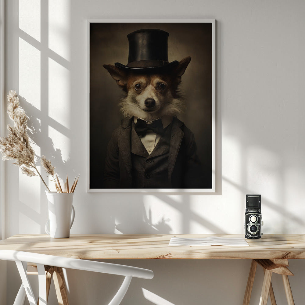 Perro con traje victoriano  ·  cuadro de decoración