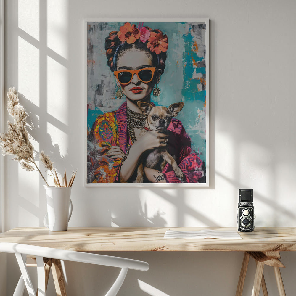 Frida Chihuahua  ·  cuadro de decoración