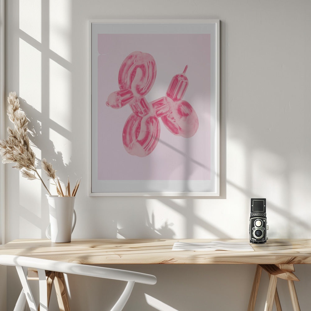 Perro globo rosa  ·  cuadro de decoración
