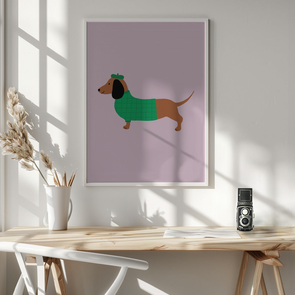Teckel en verde  ·  cuadro de decoración