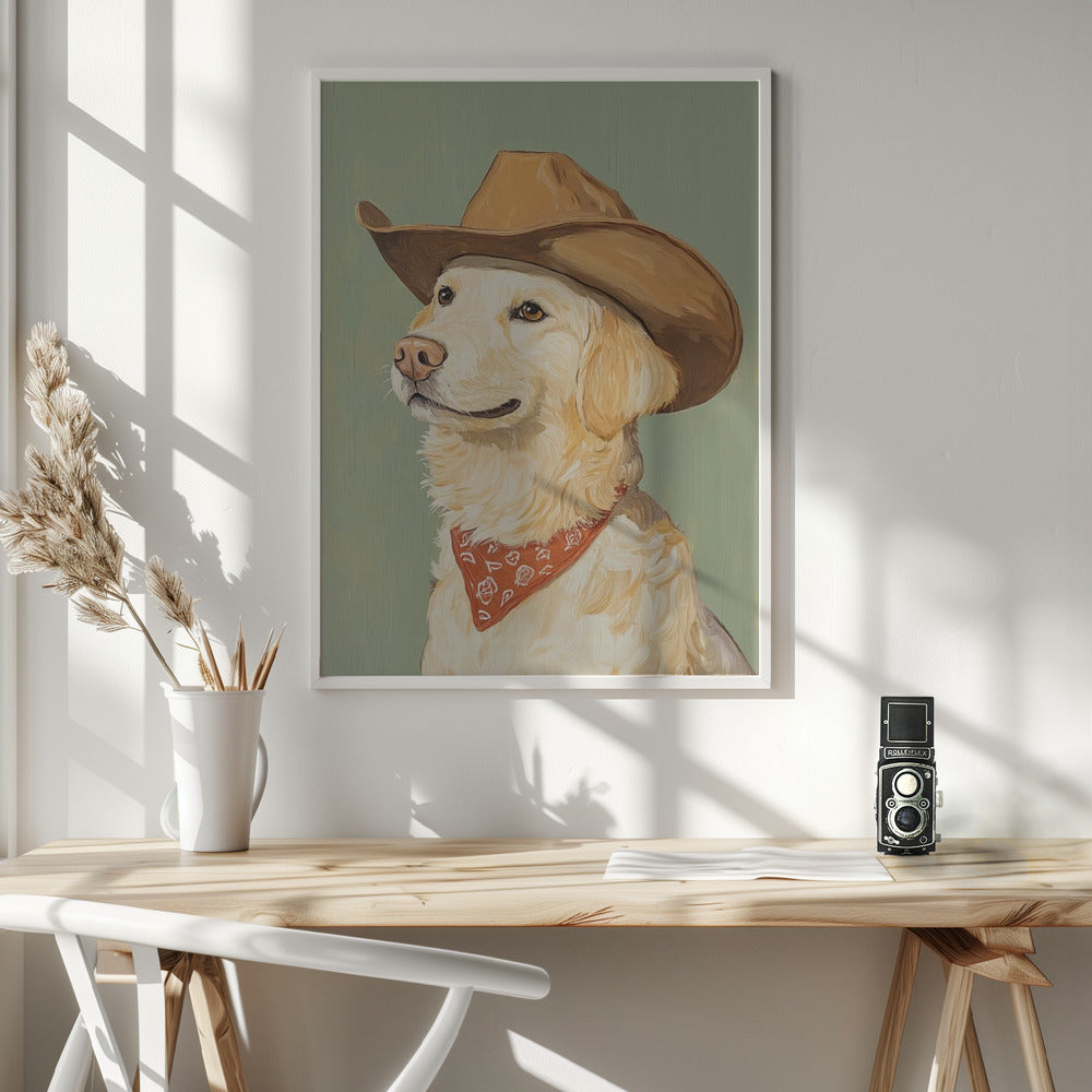 Vaquero Golden Retriever  ·  cuadro de decoración