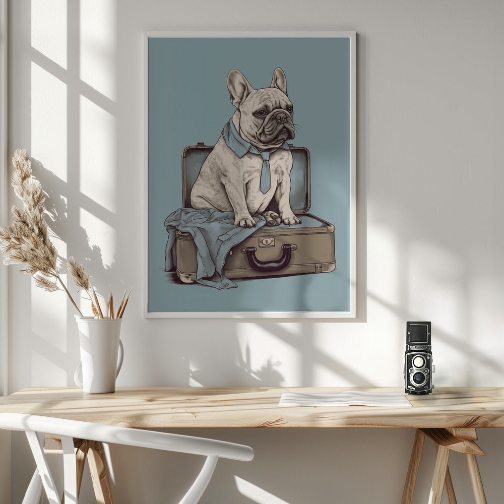 El perro francés quiere viajar ·  cuadro de decoración