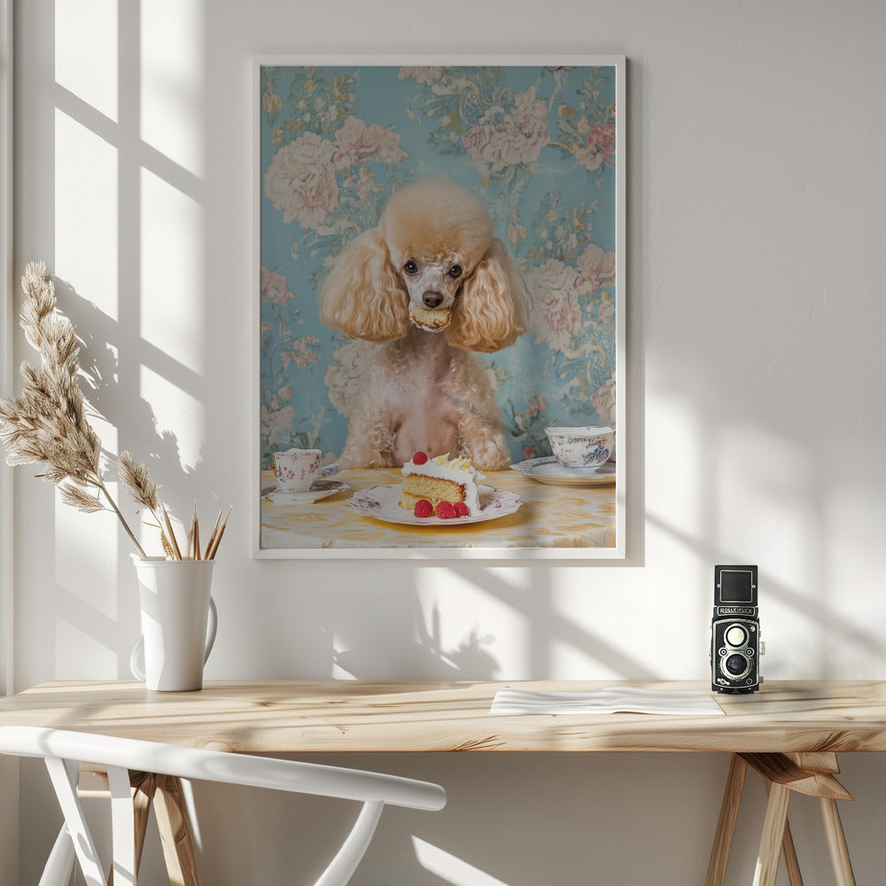 El caniche amante de los pasteles  ·  cuadro de decoración