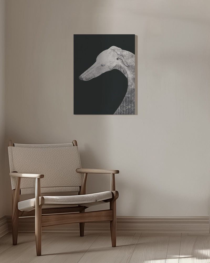 Perro galgo blanco y negro 02  ·  cuadro de decoración