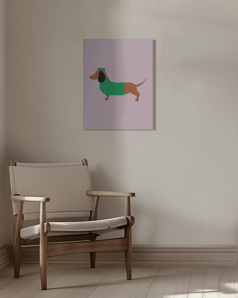 Teckel en verde  ·  cuadro de decoración