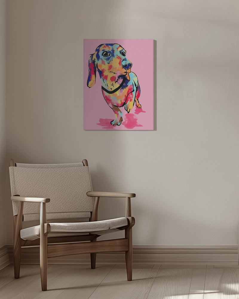 Perro salchicha multicolor  ·  cuadro de decoración