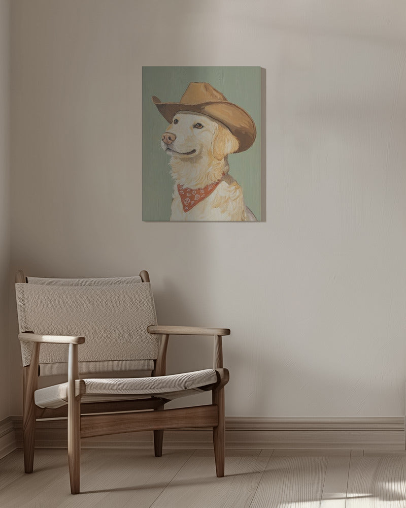 Vaquero Golden Retriever  ·  cuadro de decoración