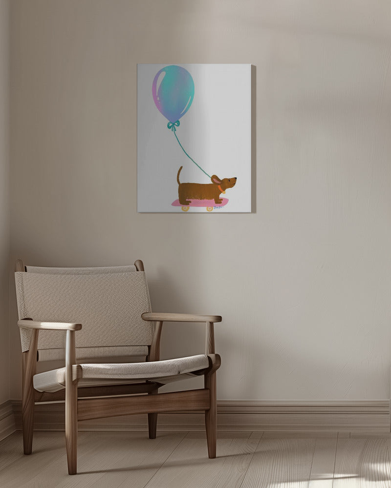 Nunca dejes de jugar - Dachshund con globo  ·  cuadro de decoración