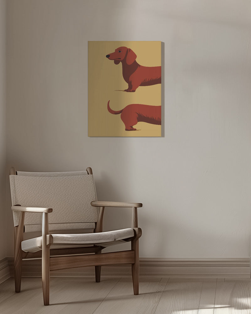 Un perro salchicha en dos mitades  ·  cuadro de decoración