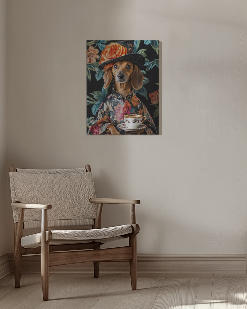 Teckel para la hora del té  ·  cuadro de decoración