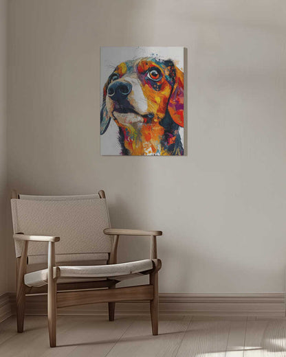 Perro salchicha abstracto colorido  ·  cuadro de decoración