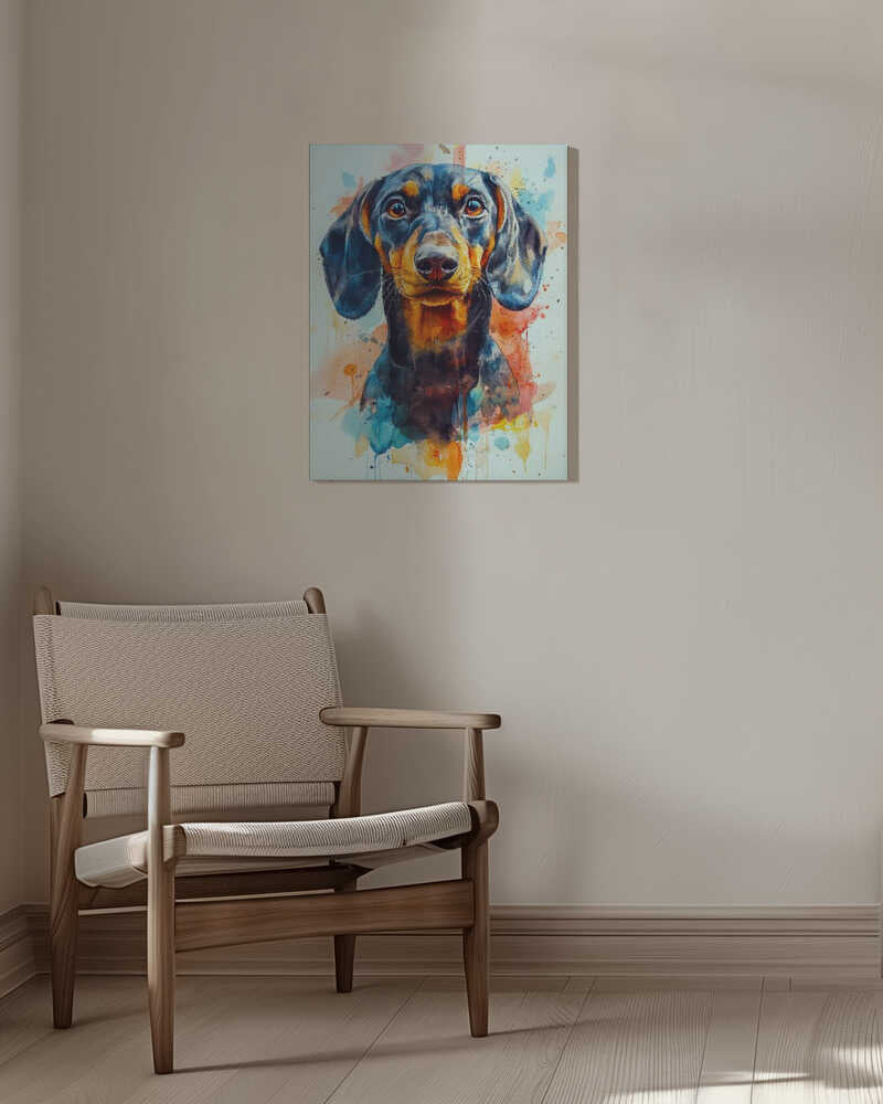 Dachshund abstracto y colorido  ·  cuadro de decoración