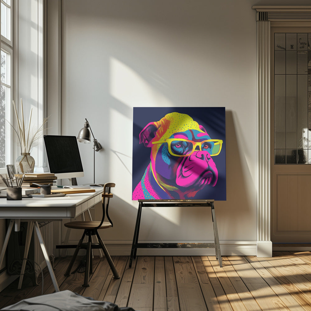 Bulldog de neón  ·  cuadro de decoración