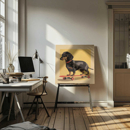 Dachshund patinador  ·  cuadro de decoración