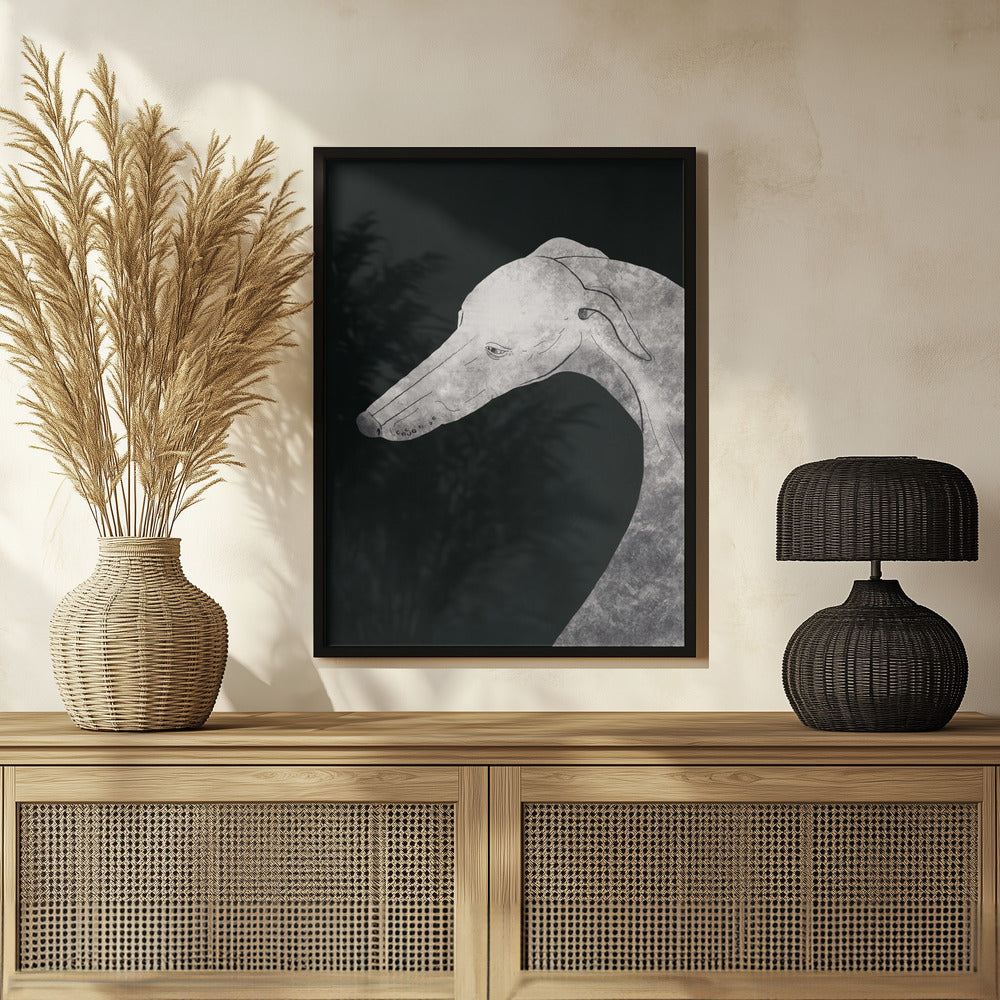 Perro galgo blanco y negro 02  ·  cuadro de decoración
