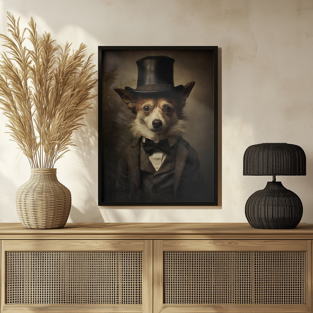 Perro con traje victoriano  ·  cuadro de decoración