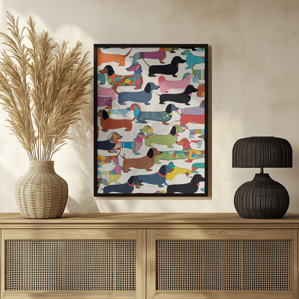 Teckels multicolores  ·  cuadro de decoración