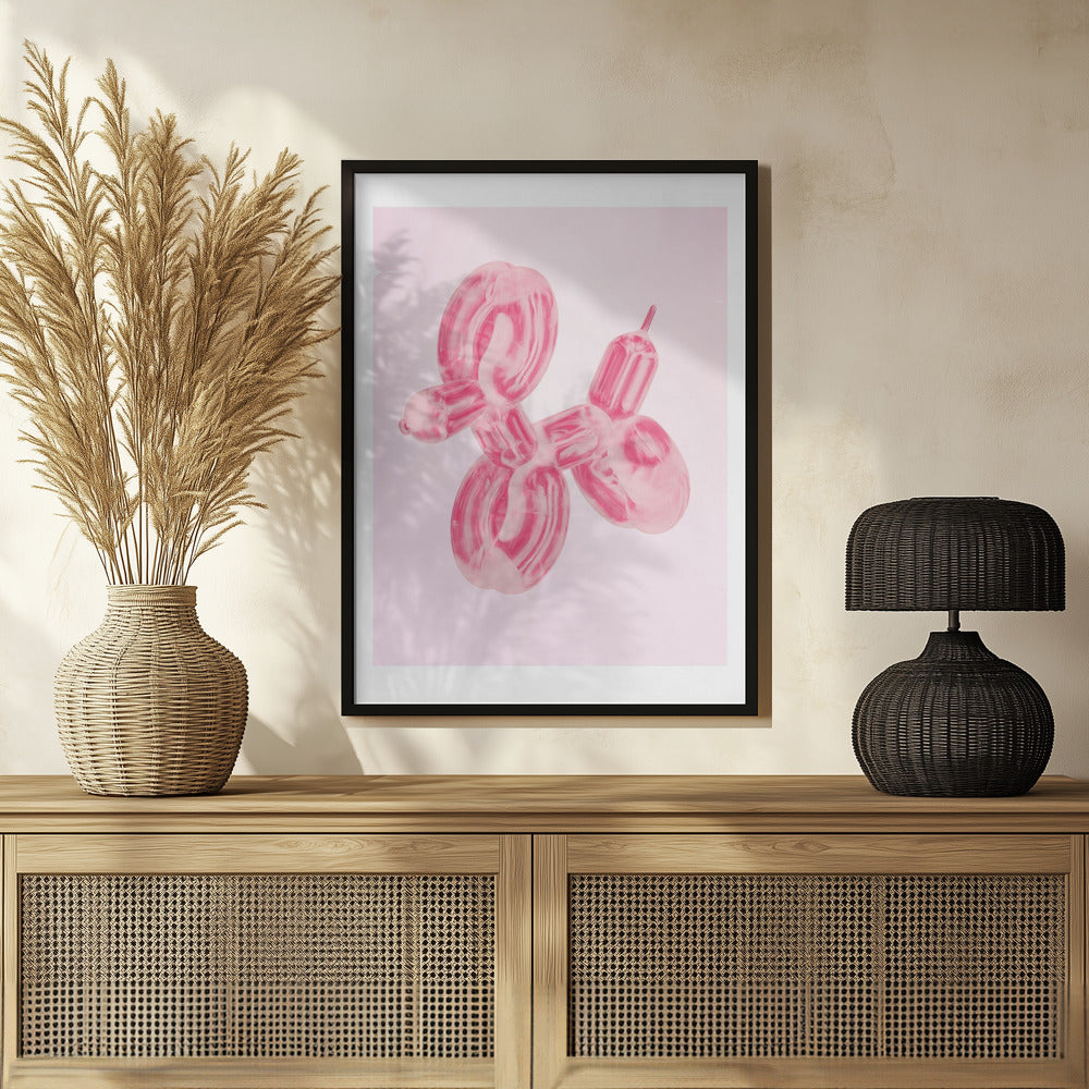 Perro globo rosa  ·  cuadro de decoración