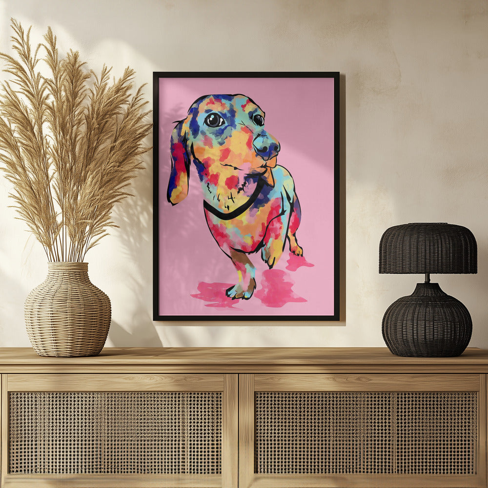 Perro salchicha multicolor  ·  cuadro de decoración