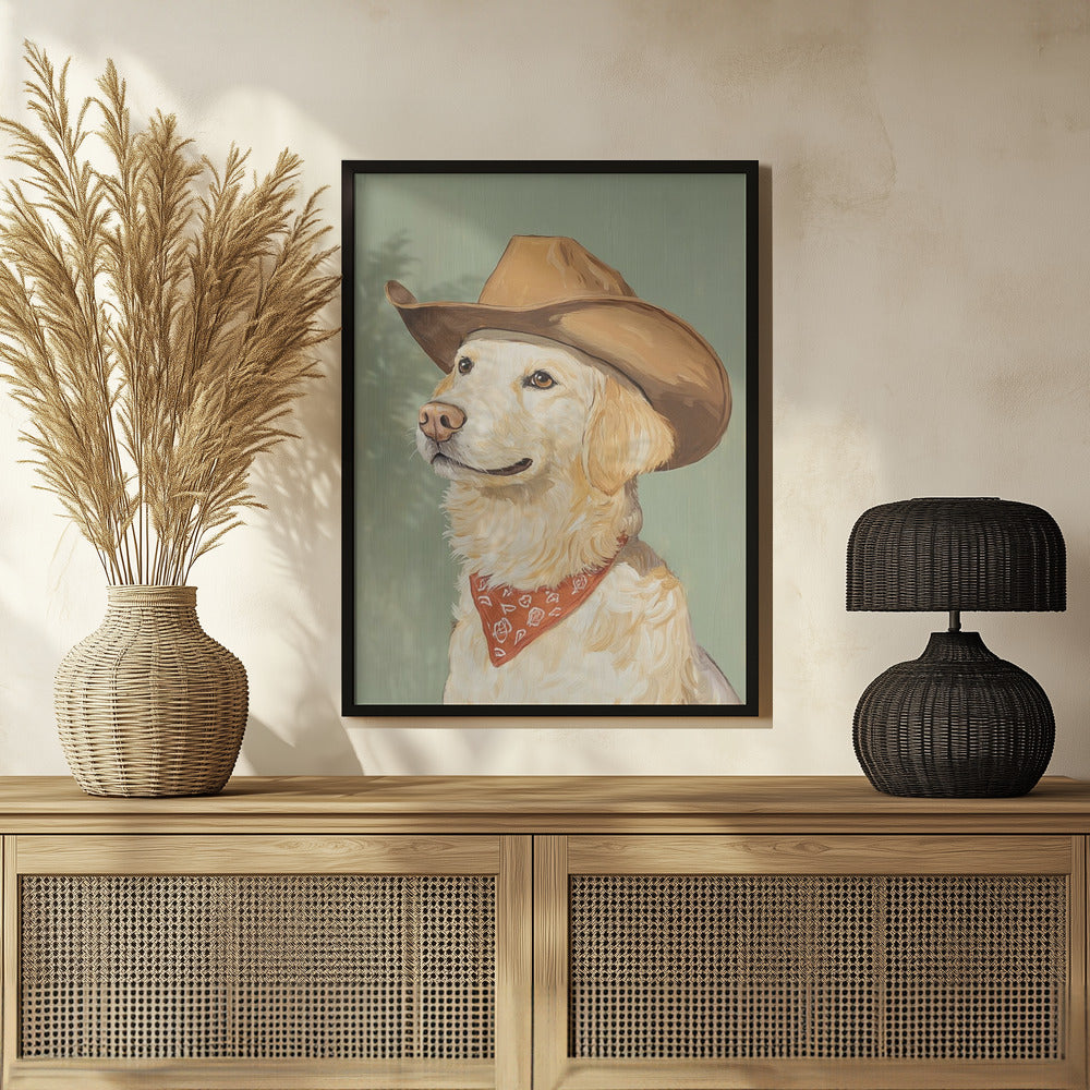 Vaquero Golden Retriever  ·  cuadro de decoración