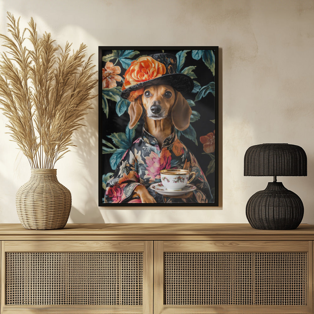 Teckel para la hora del té  ·  cuadro de decoración