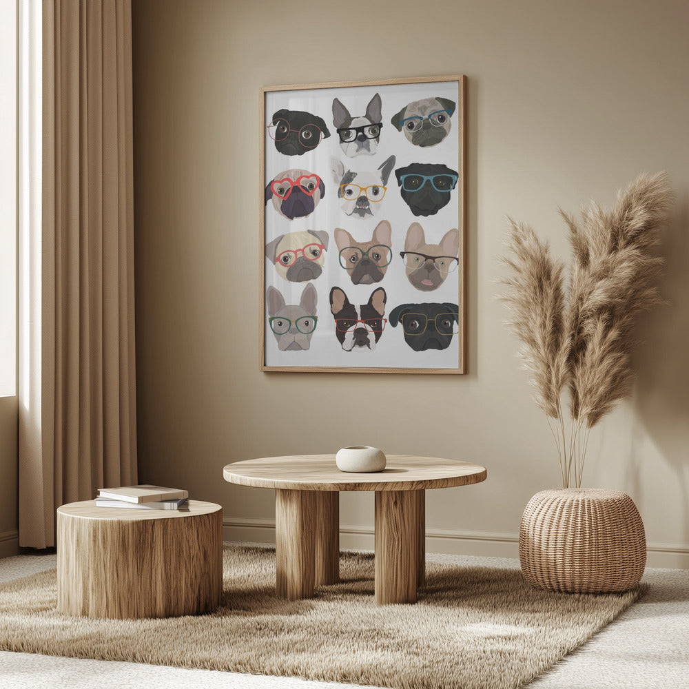 Pugs con gafas  ·  cuadro de decoración