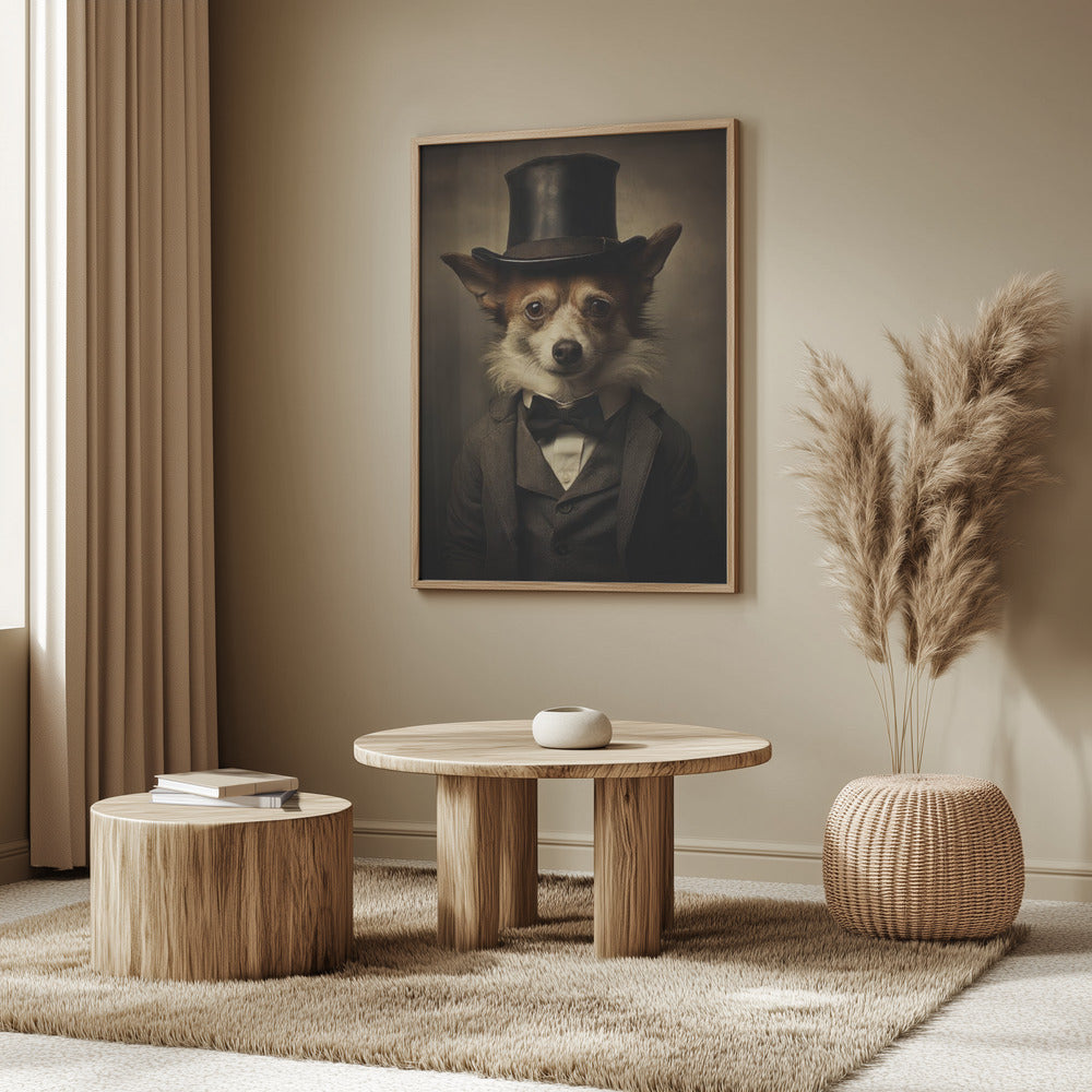 Perro con traje victoriano  ·  cuadro de decoración