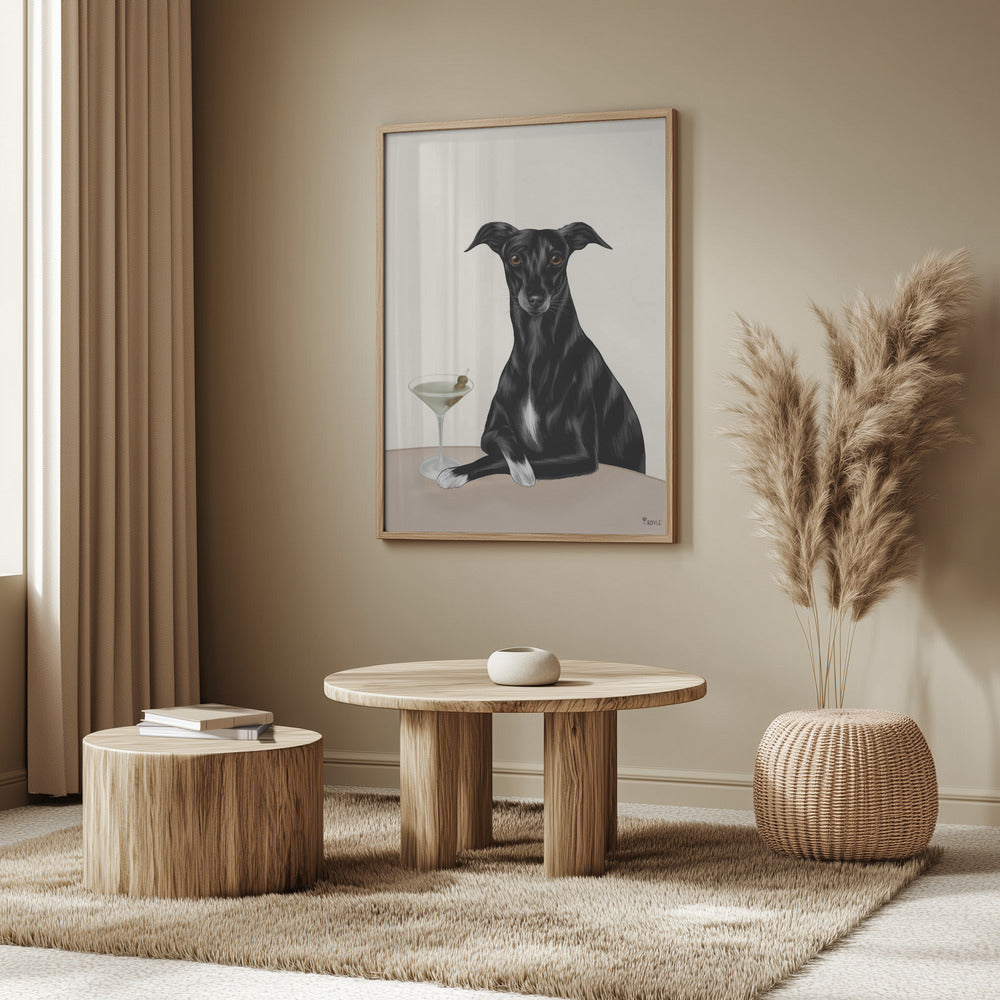 Galgo elegante con martini ·  cuadro de decoración