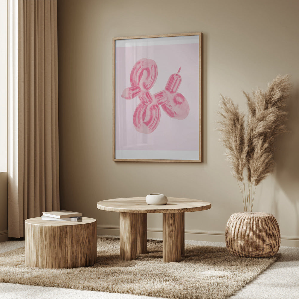 Perro globo rosa  ·  cuadro de decoración